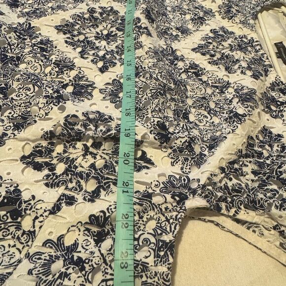 ADRIANNA PAPELL Plus Size Women 2X % 100 cotton Print Eyelet cap sleeve Top - Picture 6 of 7